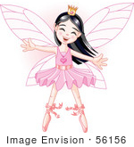 #56156 Clip Art Of A Happy Asian Ballerina Fairy Princess Dancing