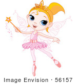 #56157 Royalty-Free (RF) Clip Art Of A Pretty Blond Ballerina Fairy Girl Using A Magic Wand by pushkin