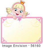 #56160 Royalty-Free (Rf) Clip Art Of A Blond Fairy Princess Peeking Over A Blank Sign