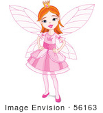 #56163 Royalty-Free (Rf) Clip Art Of A Pretty Red Haired Fairy Princess Girl In A Pink Dress