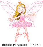 #56169 Clip Art Of A Happy Caucasian Ballerina Fairy Princess Dancing
