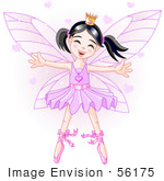 #56175 Clip Art Of A Happy Dancing Asian Ballerina Fairy Princess In Purple