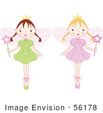 #56178 Royalty-Free (RF) Clip Art Of A Digital Collage Of Two Fairy Princess Girls In Ballet Slippers by pushkin