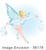 #56179 Royalty-Free (RF) Clip Art Of A Beautiful Blond Fairy With Blue Wings, Making A Magical Tooth by pushkin