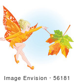 #56181 Royalty-Free (Rf) Clip Art Of A Fall Fairy Changing A Leaf To Autumn Colors
