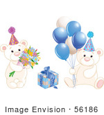 #56186 Royalty-Free (Rf) Clip Art Of A Digital Collage Of Birthday Teddy Bears With Blue Balloons Flowers And A Present
