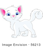 #56213 Clip Art Illustration Of An Adorable Blue Eyed White Kitten Looking At The Viewer