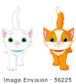 #56225 Clip Art Illustration Of White And Orange Kittens Walking Forward