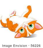 #56226 Clip Art Illustration Of A Cute Orange Kitten Laying On Its Back And Looking At The Viewer