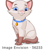 #56233 Clip Art Illustration Of A Cute Siamese Kitten With Blue Eyes, Wearing A Collar by pushkin