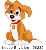 #56235 Royalty-Free (Rf) Clip Art Of A Hyper Puppy Dog Sitting And Wearing A Collar