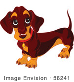 #56241 Royalty-Free (Rf) Clip Art Of A Dark Weiner Dog Standing And Looking Up