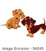 #56245 Royalty-Free (Rf) Clip Art Of Two Dachshund Puppies