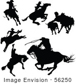 #56250 Royalty-Free (Rf) Clip Art Of A Digital Collage Of Black Cowboy Silhouettes - Version 1