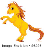 #56256 Royalty-Free (RF) Clip Art Of A Rearing Yellow Horse With Golden Hooves And Hair by pushkin