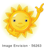 #56263 Clip Art Of A Friendly Yellow Sun Gesturing Upwards by pushkin