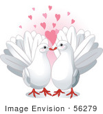 #56279 Royalty-Free (Rf) Clip Art Pair Of Cute White Doves In Love Under Pink Hearts
