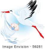 #56281 Royalty-Free (RF) Clip Art Beautiful Stork Delivery A Baby Boy by pushkin