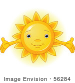 #56284 Clip Art Illustration Of A Cute Sun Character Holding Out Its Arms