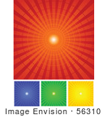 #56310 Royalty-Free (RF) Clip Art Illustration Of A Digital Collage Of Red, Blue, Green And Yellow Radial Burst Backgrounds by pushkin