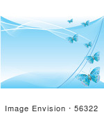 #56322 Royalty-Free (Rf) Clip Art Illustration Of A Blue Background With Blue Flying Butterflies
