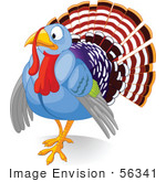 #56341 Royalty-Free (Rf) Clip Art Illustration Of A Nervous Blue Turkey Bird