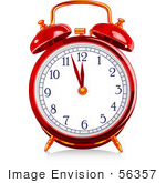 #56357 Royalty-Free (Rf) Clip Art Illustration Of A Red Shiny Alarm Clock