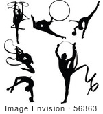 #56363 Royalty-Free (Rf) Clip Art Illustration Of A Digital Collage Of Black Gymnastics Silhouettes