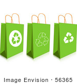 #56365 Royalty-Free (Rf) Clip Art Illustration Of A Digital Collage Of Three Green Recycled Gift Or Shopping Bags