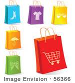 #56366 Royalty-Free (Rf) Clip Art Illustration Of A Digital Collage Of Retail Shopping Bags