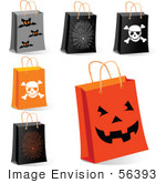 #56393 Royalty-Free (RF) Clip Art Illustration Of A Digital Collage Of Halloween Shopping Bags by pushkin