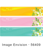 #56409 Royalty-Free (RF) Clip Art Illustration Of A Digital Collage Of Three Floral Headers by pushkin