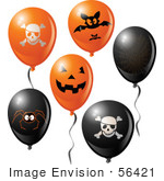 #56421 Royalty-Free (Rf) Clip Art Illustration Of A Digital Collage Of Halloween Party Balloons