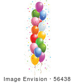 #56438 Royalty-Free (RF) Clip Art Illustration Of A Side Border Of Colorful Floating Party Balloons With Star Confetti by pushkin