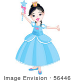 #56446 Royalty-Free (Rf) Clip Art Illustration Of A Pretty Princess Girl In A Blue Dress