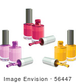 #56447 Royalty-Free (Rf) Clip Art Illustration Of A Digital Collage Of Pink Purple And Yellow Nail Polish Bottles