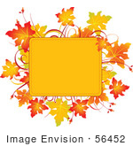 #56452 Royalty-Free (Rf) Clip Art Illustration Of A Yellow Text Box Framed With Colorful Autumn Leaves