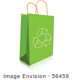 #56459 Royalty-Free (RF) Clip Art Illustration Of A Recycle Arrow Icon On A Green Shopping Bag by pushkin