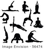 #56474 Royalty-Free (Rf) Clip Art Illustration Of A Digital Collage Of Black Yoga People Silhouettes