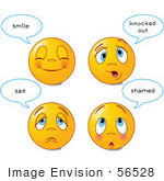 #56528 Royalty-Free (RF) Clip Art Illustration Of A Digital Collage Of Four Happy And Sad Emoticon Faces With Statements by pushkin