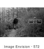 #572 Black And White Photograph Of A Man Walking On Da-Ku-Be-Te-De Trail