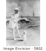 #5802 Woman On Beach With Dog
