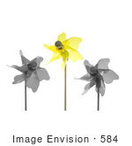 #584 Picture Of A Yellow Pinwheel With Black And White Ones