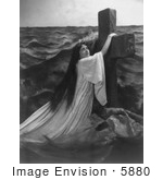 #5880 Woman Holding On To A Cross