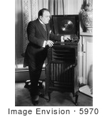 #5970 Enrico Caruso Playing A Record On Phonograph