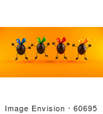 #60695 Royalty-Free (Rf) Illustration Of 3d Chocolate Easter Egg Characters Jumping - Version 1