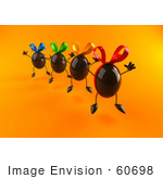 #60698 Royalty-Free (Rf) Illustration Of 3d Chocolate Easter Egg Characters Jumping - Version 2