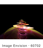 #60702 Royalty-Free (Rf) Illustration Of A Spiraling Yellow And Pink Fractal Tendril Rising Over Black Background