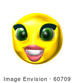 #60709 Royalty-Free (Rf) Illustration Of A 3d Female Smiley Face Smiling