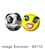 #60710 Royalty-Free (Rf) Illustration Of A Confident 3d Soccer Ball Smiley Face Emoticon With A Female